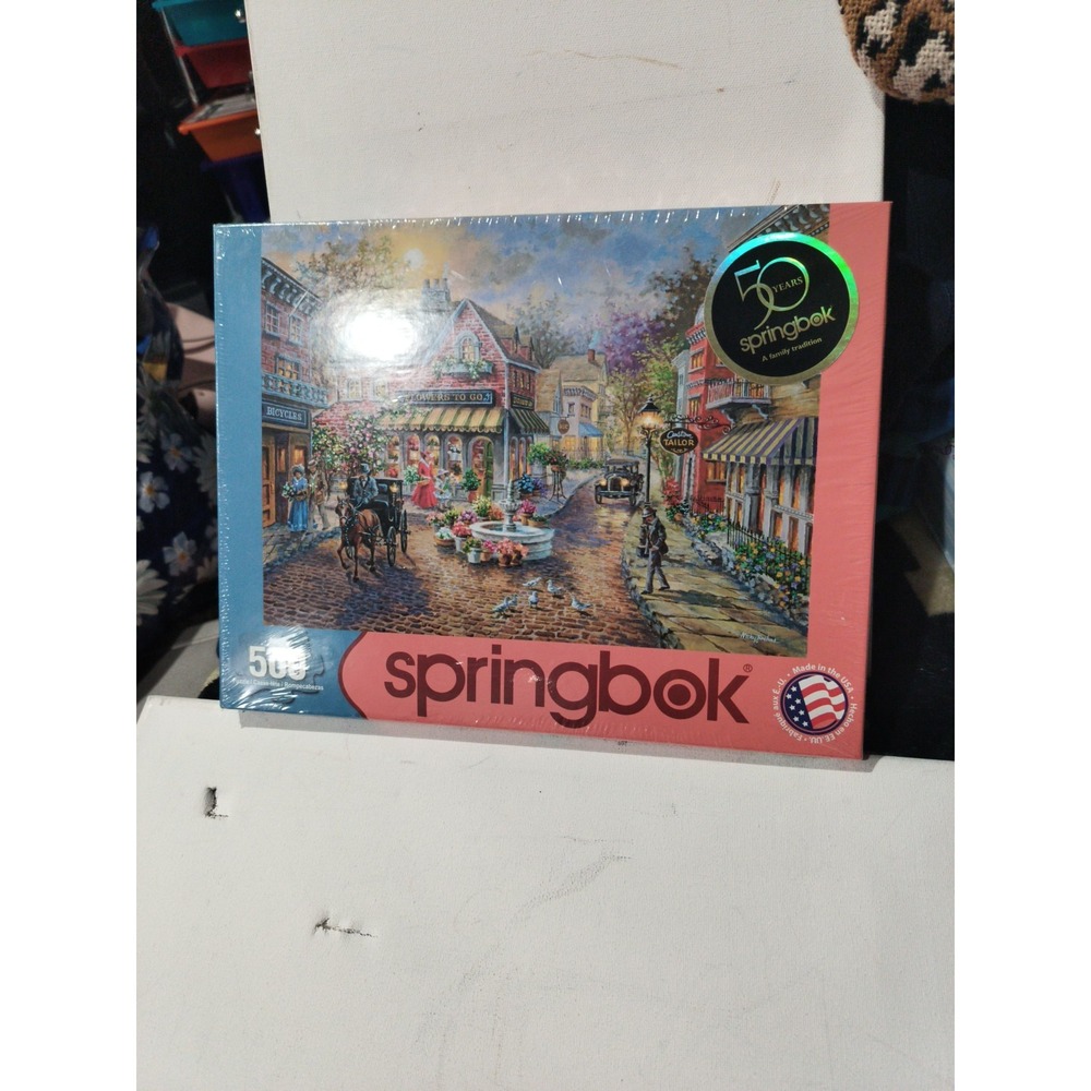 Springbok Cobblestone Village 500 Pc Puzzle Horse Carriage Nicky Boehme Sealed